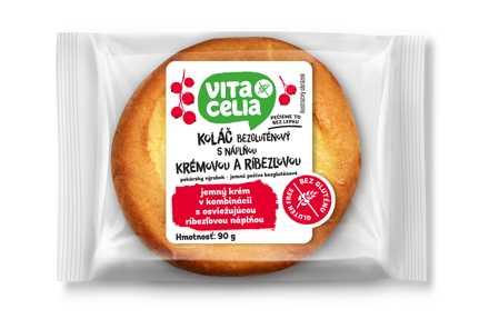 Koláč bezlepkový s náplní krémovou a rybízovou 90g